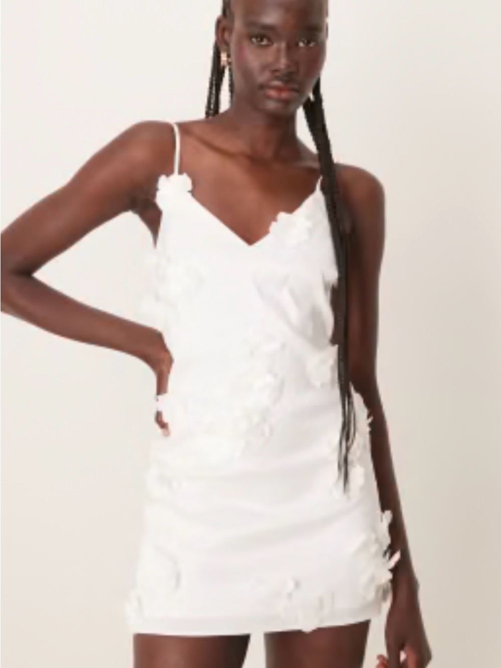 Abercrombie White Floral Appliqué Slip Dress
